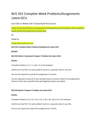 bus 352 complete week problems assignments latest