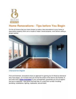 Home Renovations - Tips Before You Begin