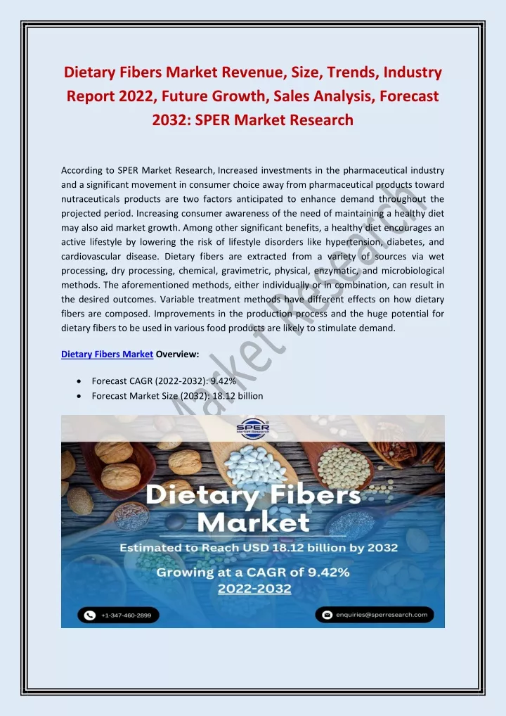 dietary fibers market revenue size trends