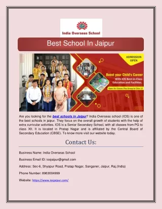 Best Schools In Jaipur