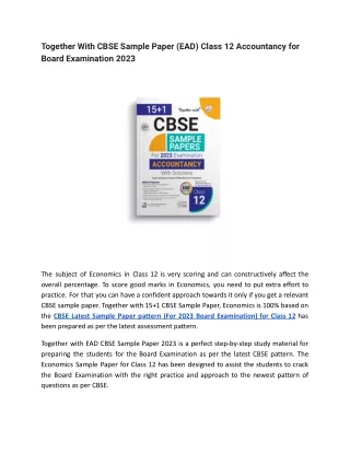 together with cbse sample paper ead class