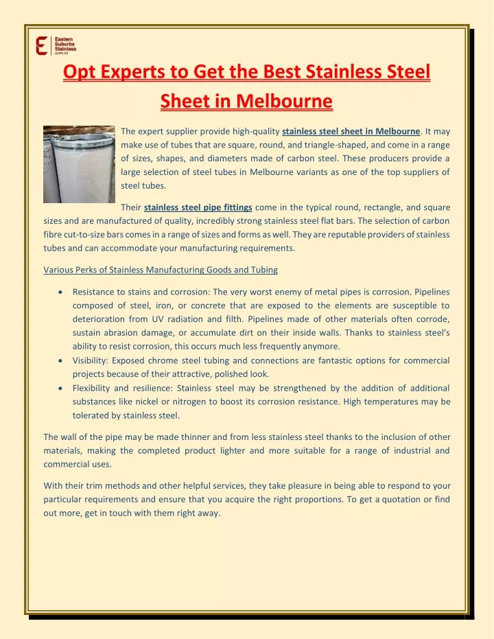 opt experts to get the best stainless steel sheet