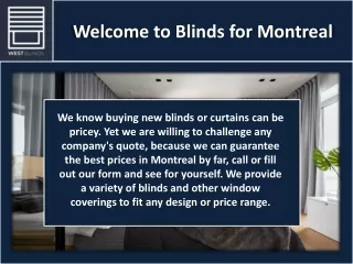 welcome to blinds for montreal