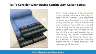 Tips To Consider When Buying Kanchipuram Cotton Sarees