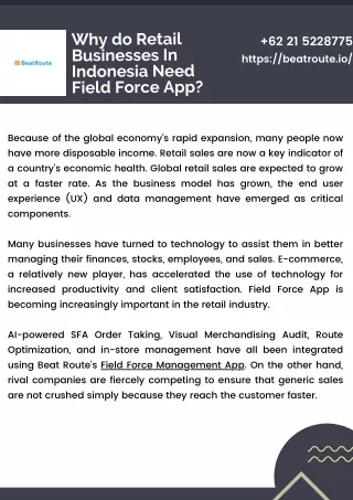 Need of Field Force App in Indonesia