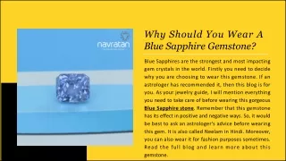 Why Should You Wear A Blue Sapphire Gemstone