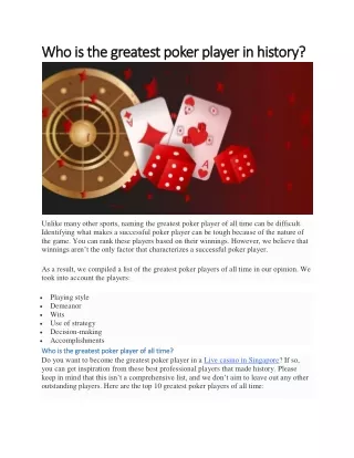 Who is the greatest poker player in history
