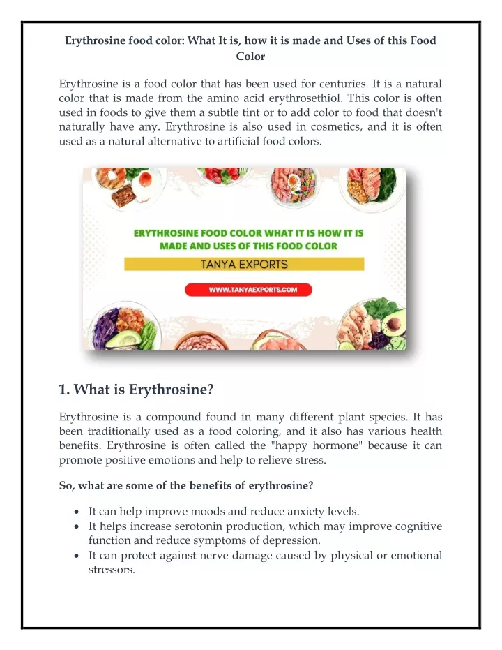 erythrosine food color what it is how it is made