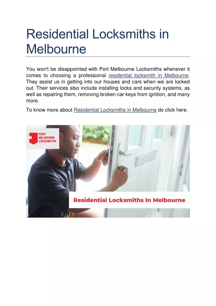 residential locksmiths in melbourne