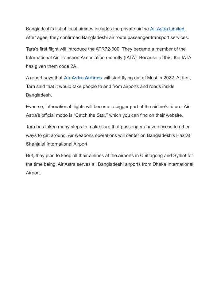 bangladesh s list of local airlines includes
