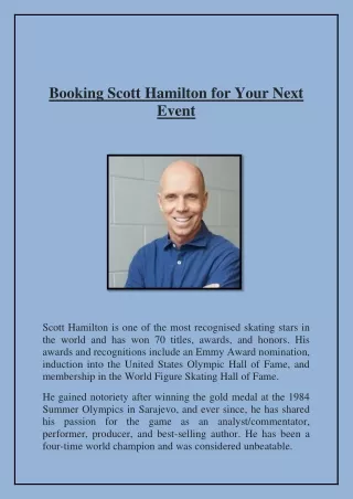Plans for Scott Hamilton at Your Next Event