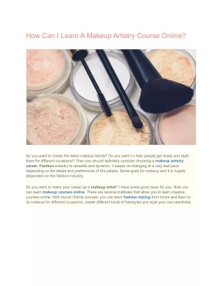 how can i learn a makeup artistry course online