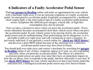 6 indicators of a faulty accelerator pedal sensor