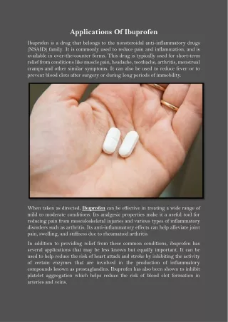 Applications Of Ibuprofen