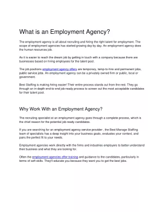 Best Manage Employment agency