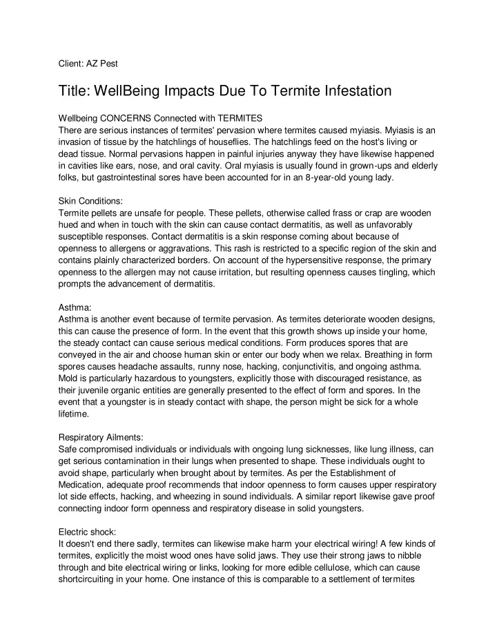 client az pest title wellbeing impacts