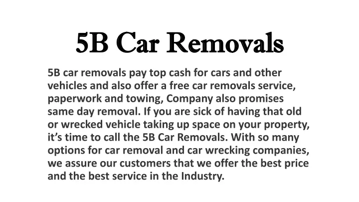 5b car removals 5b car removals