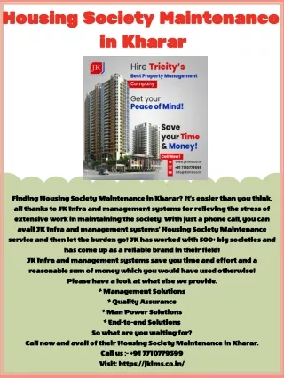 Housing Society Maintenance in Kharar