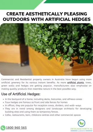 Create Aesthetically Pleasing Outdoors with Artificial Hedges