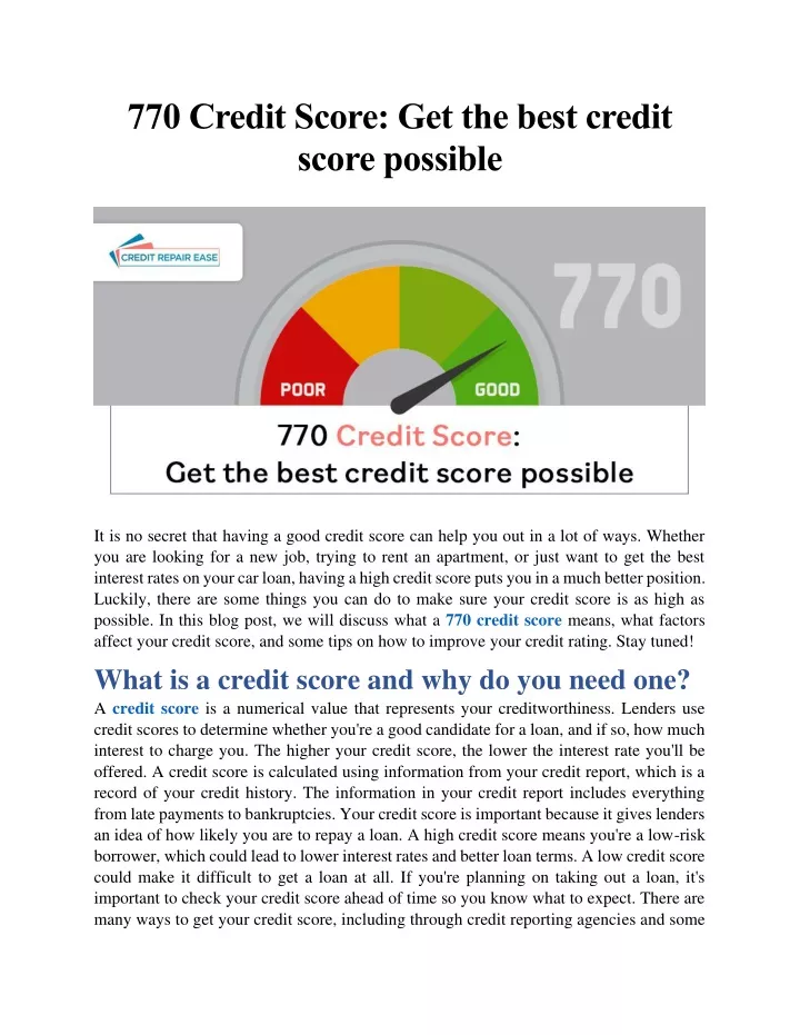 770 credit score get the best credit score