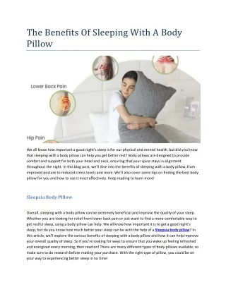 The Benefits Of Sleeping With A Body Pillow