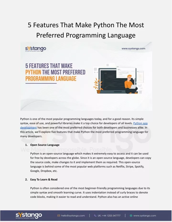 5 features that make python the most preferred