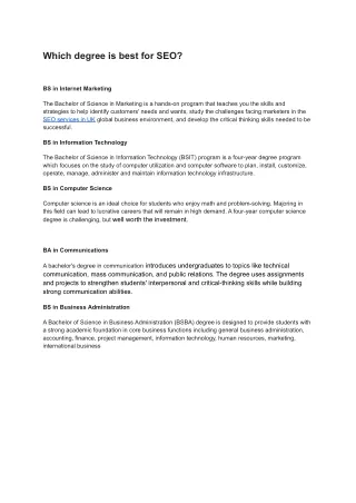 which degree is best for seo