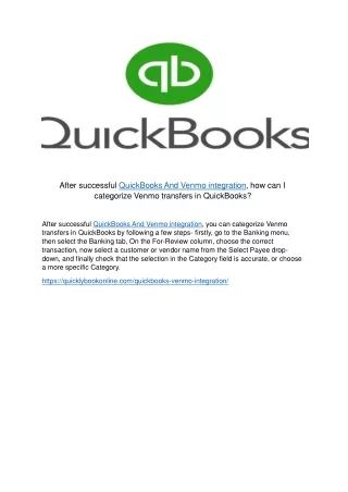 after successful quickbooks and venmo integration