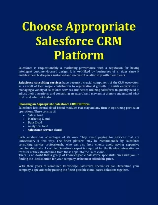 choose appropriate salesforce crm platform