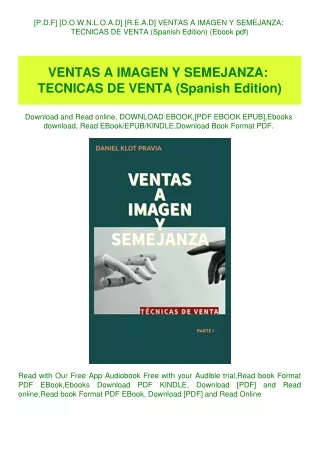 [P.D.F] [D.O.W.N.L.O.A.D] [R.E.A.D] VENTAS A IMAGEN Y SEMEJANZA TECNICAS DE VENTA (Spanish Edition)