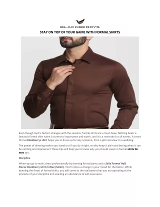 stay on top of your game with formal shirts