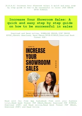 [R.E.A.D] Increase Your Showroom Sales A quick and easy step by step guide on how to be successful i