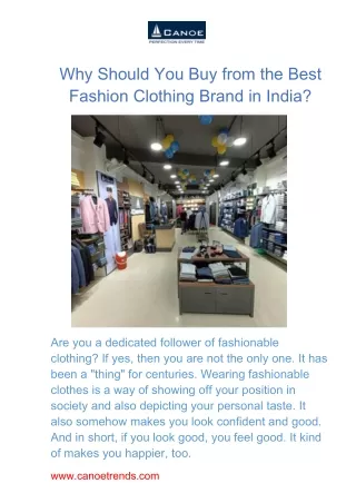 Why Should You Buy from the Best Fashion Clothing Brand in India?