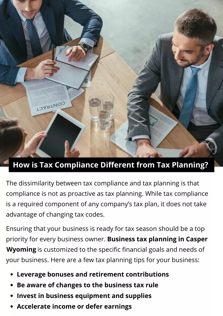 how is tax compliance different from tax planning