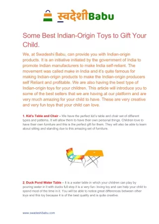 Some Best Indian-Origin Toys to Gift Your Child.