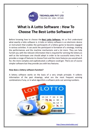 What Is A Lotto Software : How To Choose The Best Lotto Software?