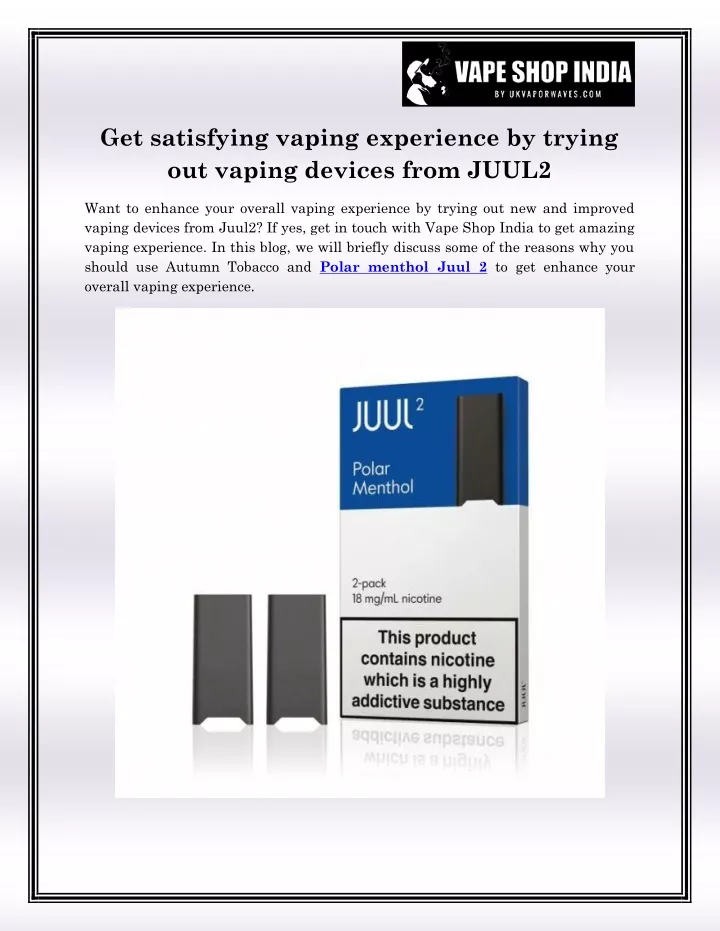 get satisfying vaping experience by trying