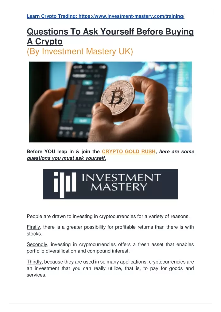 learn crypto trading https www investment mastery