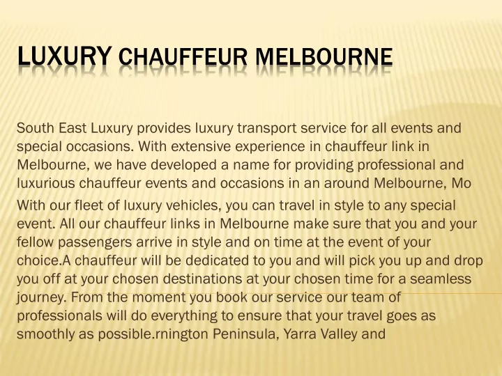 luxury chauffeur melbourne