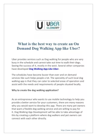 What is the best way to create an On Demand Dog Walking App like Uber?