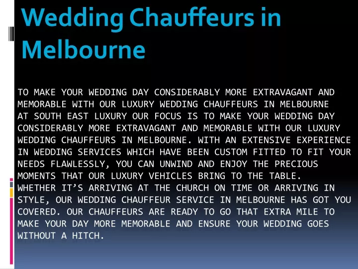 wedding chauffeurs in melbourne