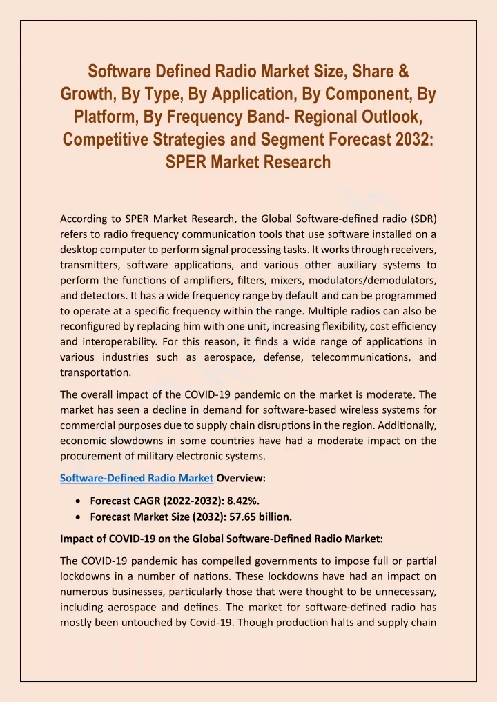 software defined radio market size share growth