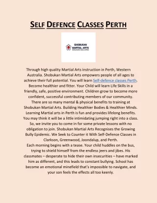Self Defence Classes Perth in Perth