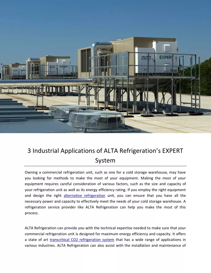 3 industrial applications of alta refrigeration