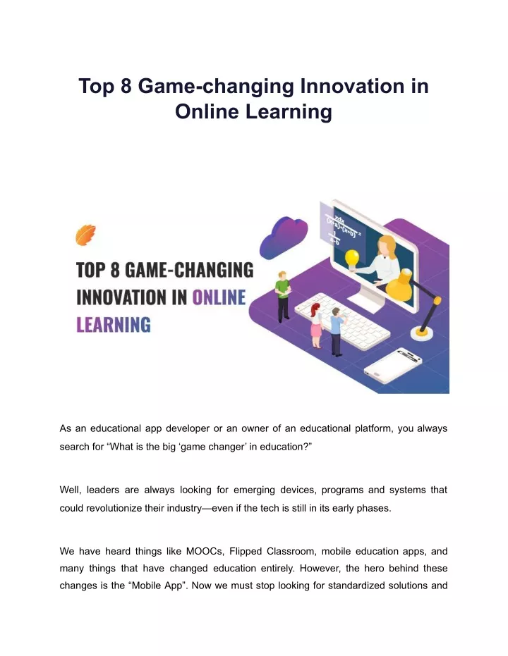 top 8 game changing innovation in online learning