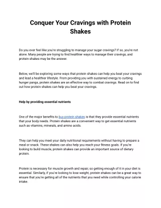 conquer your cravings with protein shakes