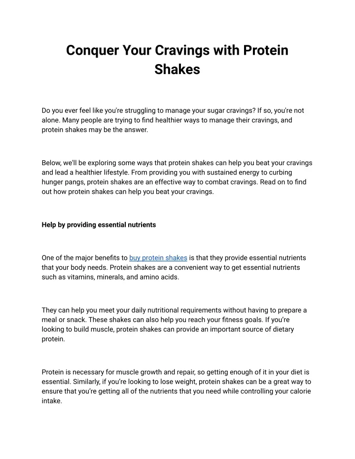 conquer your cravings with protein shakes
