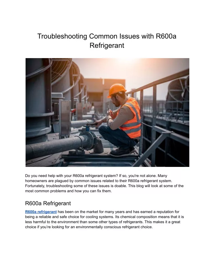 troubleshooting common issues with r600a