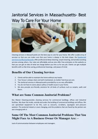Janitorial Services in Massachusetts
