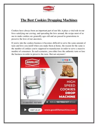 The Best Cookies Dropping Machines